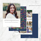 "Fiesta Floral" - Quinceanera Invitations in Navy by Laura Hankins - Back of Card Options