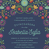 "Fiesta Floral" - Quinceanera Invitations in Navy by Laura Hankins - Detail
