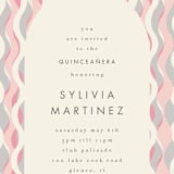 "party streamers" - Quinceanera Invitations in Peony by Baumbirdy - Detail