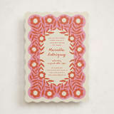 "Stamped Floral" - Quinceanera Invitations in Strawberry by Kelly Watkins - Front