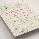 "Hand-Drawn Birthday Fun" - Quinceanera Invitations in Grass by Celine Nguyen - Detail