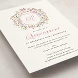 "Flores" - Quinceanera Invitations in Peony by Sarah Knight - Detail