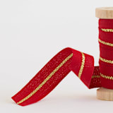 "Red & Gold Metallic Stripe" - Ribbon in red + gold by Minted - Close-Up