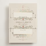 "Ornate Elegance" - Reception Cards in Ivory by Maria Hilas-Louie - Assembled with Belly Band