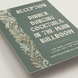 "Nouveau Frame" - Reception Cards in Sage by GeekInk Design - Detail