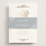 "Wild Roses" - Reception Cards in Powder Blue by Kristen Smith - Assembled with Belly Band