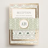 "Vintage Palms" - Reception Cards in Sand by Maria Alou - Assembled with Belly Band