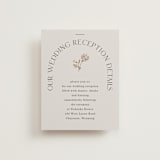 "Floral Type Arch" - Reception Cards in Linen by Baumbirdy - Front