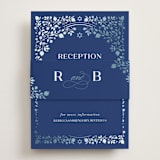 "Pomegranate Floral Frame" - Reception Cards in Royal by Nam Bourassa - Assembled with Belly Band