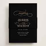 "Black Tie Affair" - Reception Cards in Onyx by Hooray Creative - Assembled with Belly Band