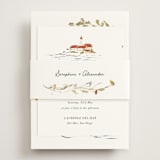 "Coastal Bloom" - Reception Cards in Garden Green by Lucrecia Caporale - Assembled with Belly Band