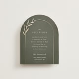 "Botanical Arches" - Reception Cards in Moss by Kelly Schmidt - Front