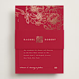 "Double Peony" - Reception Cards in Ruby by Janean Hinger - Assembled with Belly Band
