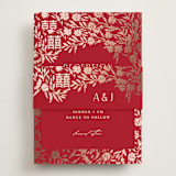 "Garden Vines" - Reception Cards in Ruby by Yaling Hou Suzuki - Assembled with Belly Band