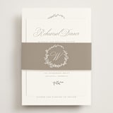 "Romantic Wreath" - Rehearsal Dinner Cards in Chantilly by Wildfield Paper Co - Assembled with Belly Band