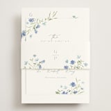 "Sweeping Meadow" - Rehearsal Dinner Cards in Aquamarine by Everett Paper Goods - Assembled with Belly Band