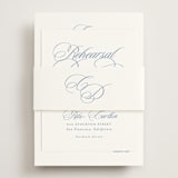 "Aristocratic" - Rehearsal Dinner Cards in Sky by Creo Study - Assembled with Belly Band