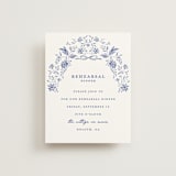 "Daisy Toile" - Rehearsal Dinner Cards in Blue Willow by Susan Zinader - Front