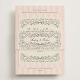 "Hand Illustrated Crest" - Rehearsal Dinner Cards in Peony by Jackie Crawford - Assembled with Belly Band