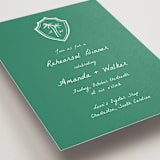 "Palm Tree Crest" - Rehearsal Dinner Cards in Palm by Erika Firm - Detail