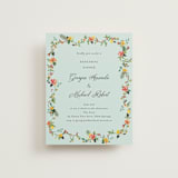 "Tropical Crest" - Rehearsal Dinner Cards in Papaya by Susan Moyal - Front