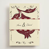 "Love Rests in a Garden" - Rehearsal Dinner Cards in Pomegranate by Helena Vitto - Assembled with Belly Band
