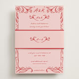 "Love in Bloom" - Rehearsal Dinner Cards in Brick by Julia Liverton - Assembled with Belly Band