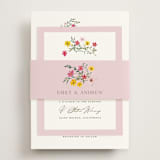 "Wildflower Wreath" - Rehearsal Dinner Cards in Peony by Yaling Hou Suzuki - Assembled with Belly Band