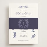 "Blooming Crest" - Rehearsal Dinner Cards in Plum by Cass Loh - Assembled with Belly Band