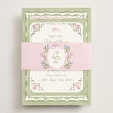"Folk Garden" - Rehearsal Dinner Cards in Garden by Creo Study - Assembled with Belly Band
