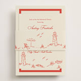 "Kitty Hawk" - Rehearsal Dinner Cards in Lobster by Jackie Crawford - Assembled with Belly Band