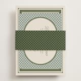 "Literary" - Rehearsal Dinner Cards in Moss by Kelly Watkins - Assembled with Belly Band