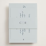 "Landscape Script" - Rehearsal Dinner Cards in Sky by Kelly Schmidt - Assembled with Belly Band