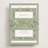 "Greenery crest" - Rehearsal Dinner Cards in Sage by Sarah Knight - Assembled with Belly Band