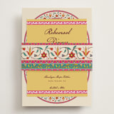 "Mughal Gardens" - Rehearsal Dinner Cards in Ivory by Sherley Ferreira - Assembled with Belly Band