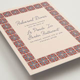 "Block Print Tile" - Rehearsal Dinner Cards in Terracotta by Katharine Watson - Detail