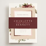 "Romantic Frame" - Foil-Pressed Rehearsal Dinner Cards in Peony by Wildfield Paper Co - Assembled with Belly Band