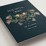 "Gilded Tapestry" - Foil-Pressed Rehearsal Dinner Cards in Midnight Garden by Simona Camp - Detail