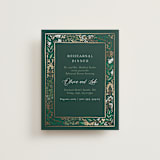 "Illuminated Storybook" - Foil-Pressed Rehearsal Dinner Cards in Evergreen by Alethea and Ruth - Front