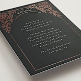 "Gilded nouveau frame" - Foil-Pressed Rehearsal Dinner Cards in Onyx by Ana de Sousa - Detail