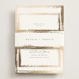 "Brushed Edge" - Foil-Pressed Rehearsal Dinner Cards in Silk by Kelly Schmidt - Assembled with Belly Band