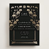 "Nouveau flowers" - Foil-Pressed Rehearsal Dinner Cards in Onyx by Ana de Sousa - Assembled with Belly Band