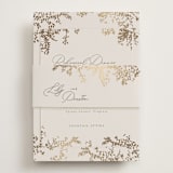 "forever and a day" - Foil-Pressed Rehearsal Dinner Cards in Luxe Neutral by Design Lotus - Assembled with Belly Band