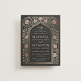 "Timeless Nature" - Foil-Pressed Rehearsal Dinner Cards in Ebony by Ana de Sousa - Front