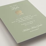 "Shimmering Hydrangeas" - Foil-Pressed Rehearsal Dinner Cards in Tea Time by Susan Zinader - Detail