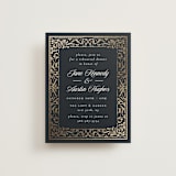"Regency Grace" - Foil-Pressed Rehearsal Dinner Cards in Onyx by Ana de Sousa - Front
