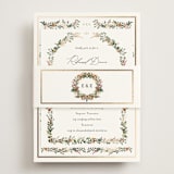 "Blooming Vine" - Foil-Pressed Rehearsal Dinner Cards in Blush by Susan Moyal - Assembled with Belly Band
