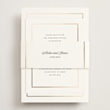 "Opulence" - Foil-Pressed Rehearsal Dinner Cards in Pearl by Stacey Meacham - Assembled with Belly Band