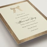 "All Tied Up" - Foil-Pressed Rehearsal Dinner Cards in Champagne by Chris Griffith - Detail