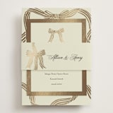 "All Tied Up" - Foil-Pressed Rehearsal Dinner Cards in Champagne by Chris Griffith - Assembled with Belly Band